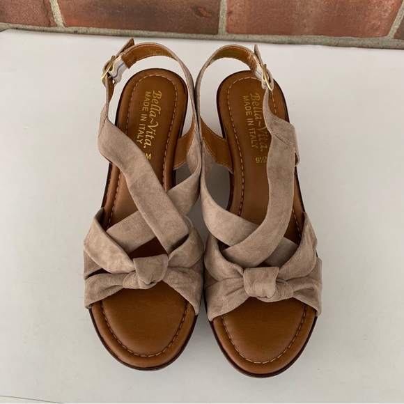 Bella Vita Womens Wes Italy Tan Leather Slingback Wedge Sandals US 9.5 M - Picture 4 of 8